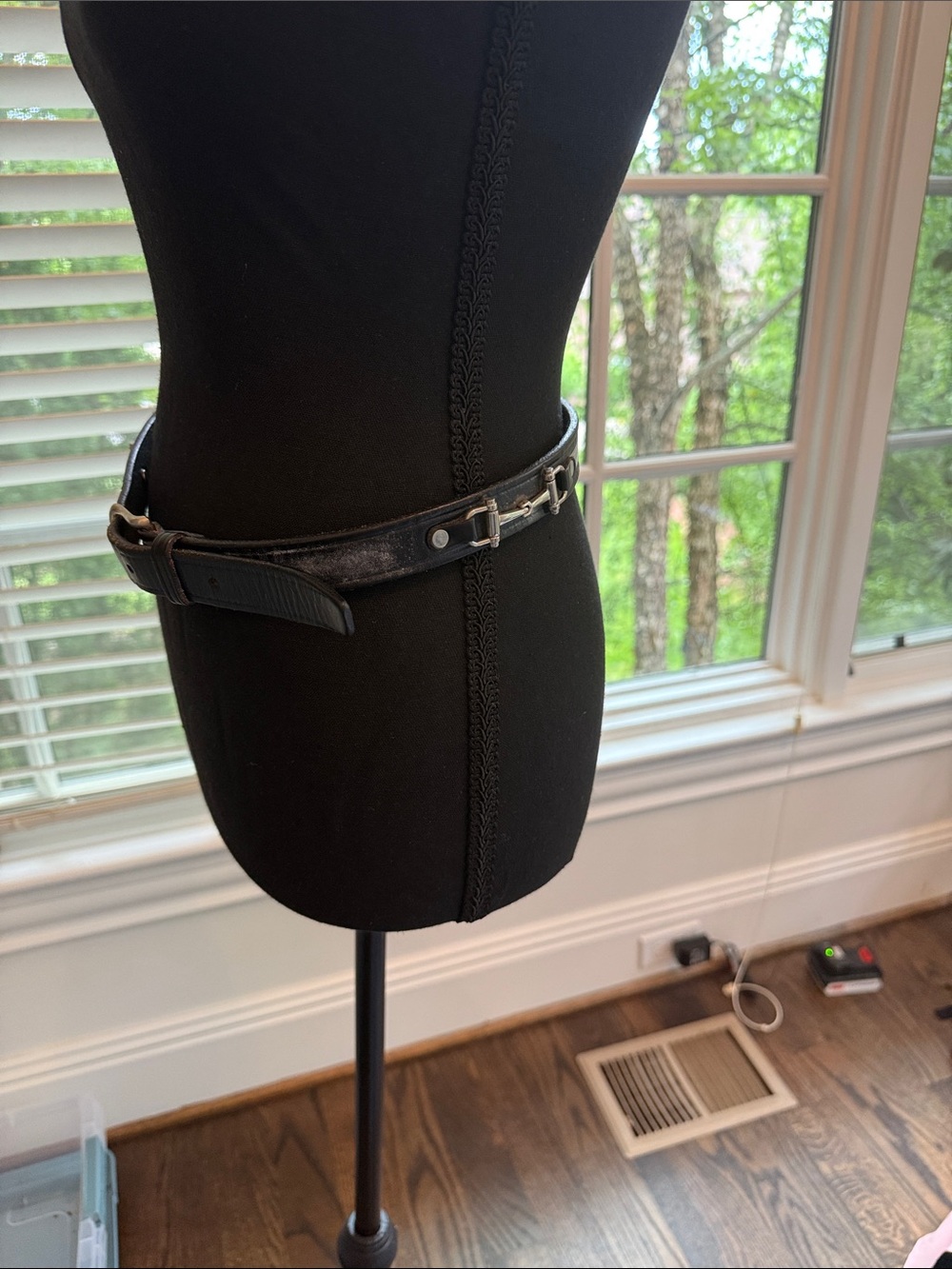 Black Skinny Leather Belt with Silver Buckle